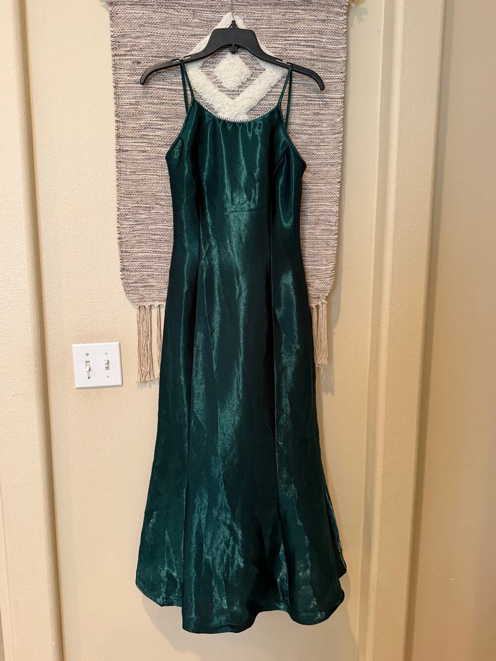 Jessica McClintock Gunne Sax Emerald Green Formal Prom Maxi Dress Rhinestone 5/6